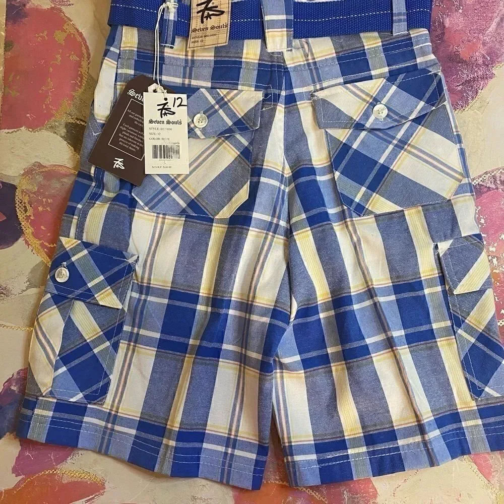 Seven Souls Boys Plaid Fashion cute Shorts Size 12